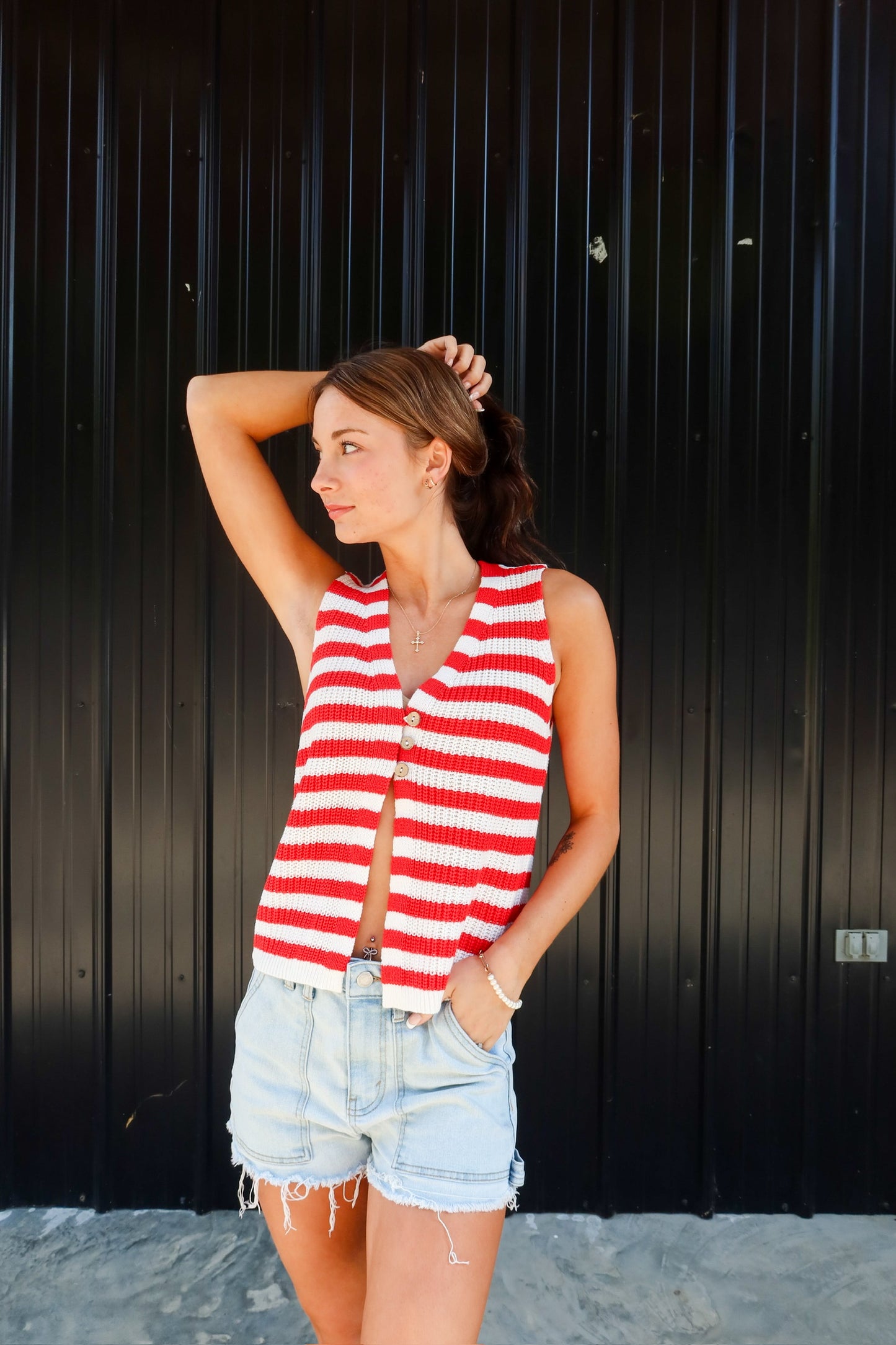 Remi Red Striped Vest