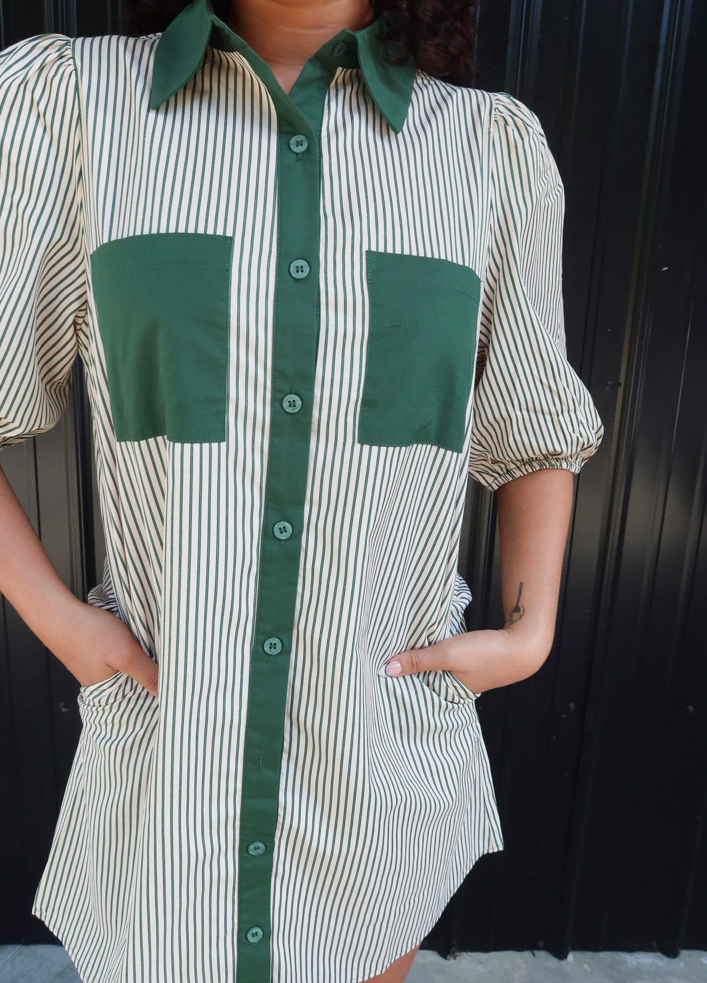 Gia Green Striped Dress
