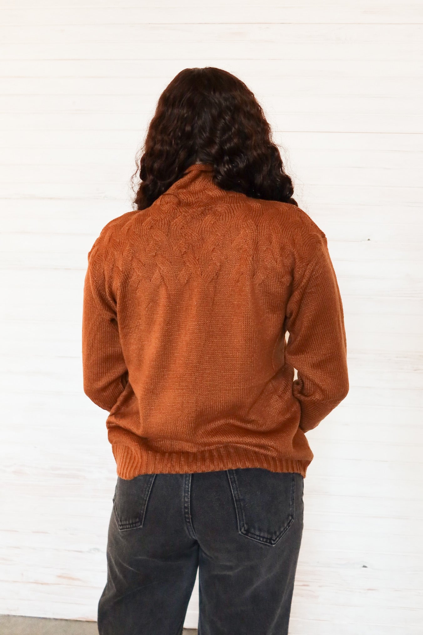 Tara Turtleneck Basketweave Detail Sweater