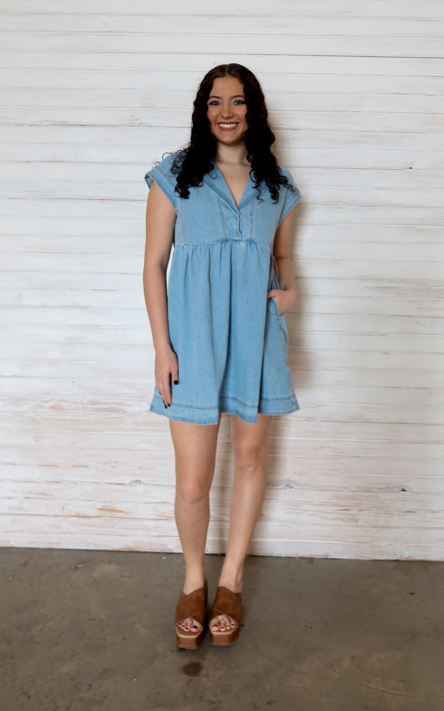 Delilah Denim Short Sleeve Dress