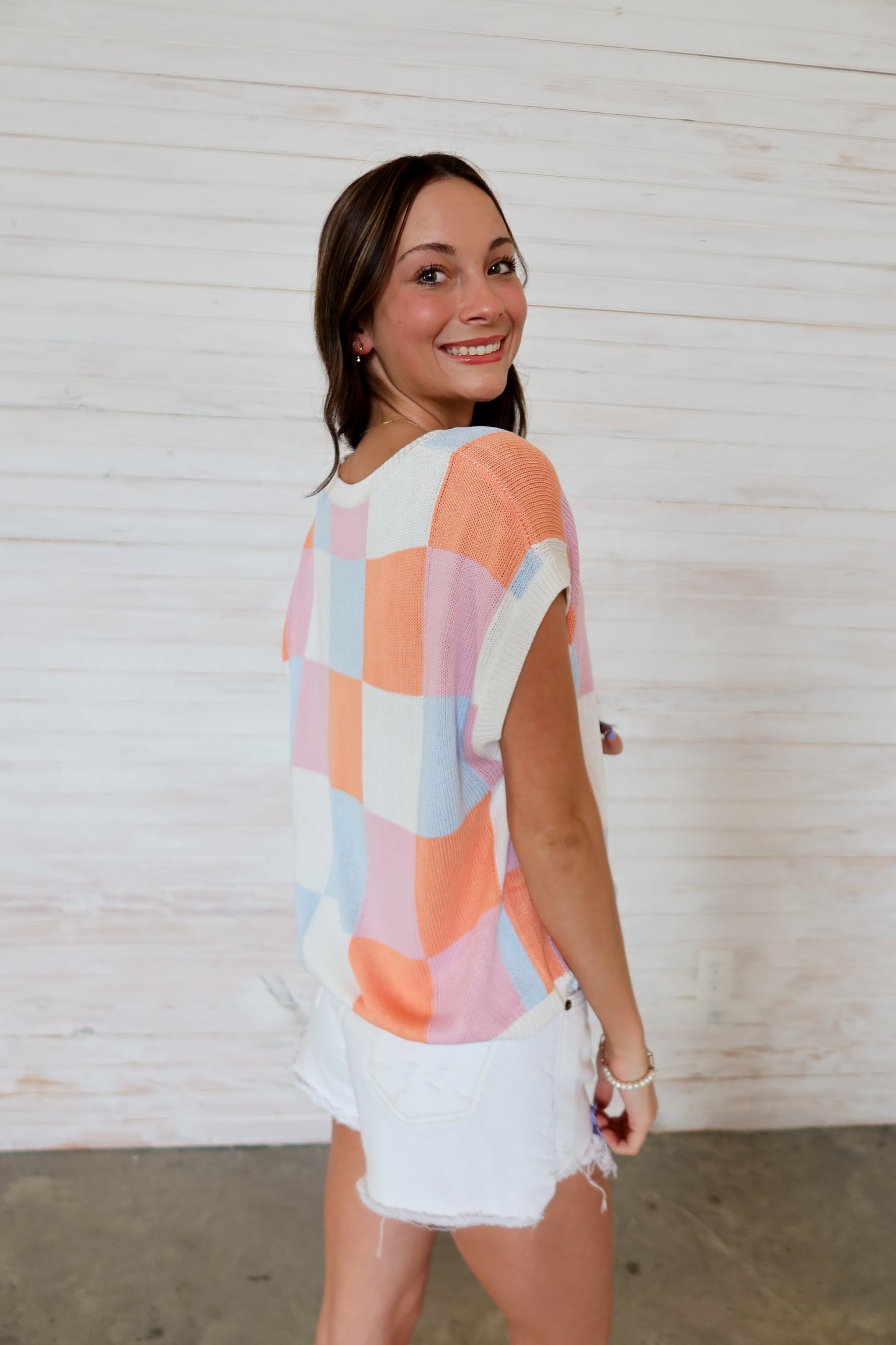 Cora Color Block Cap Sleeve Sweater