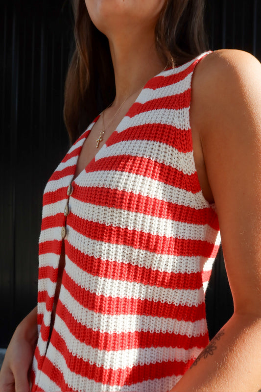 Remi Red Striped Vest