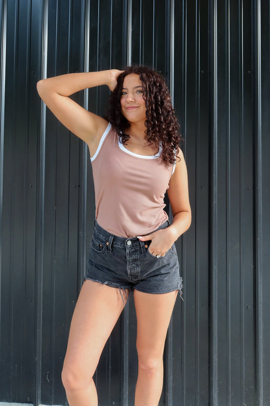 Wren Wide Strap Tan Tank
