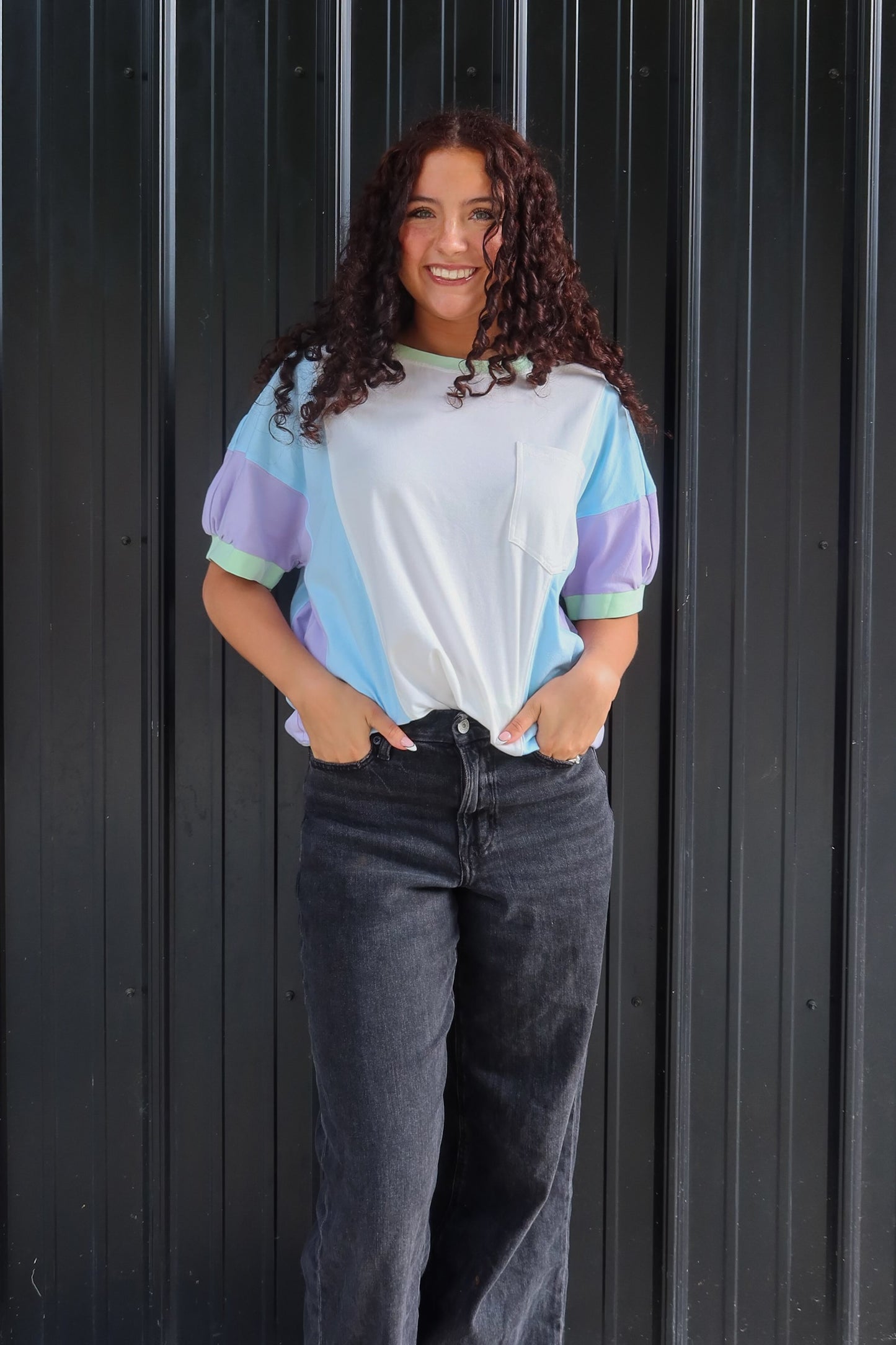 Paige Pastel Colored Sleeve Oversized T Shirt