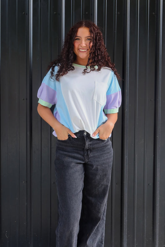 Paige Pastel Colored Sleeve Oversized T Shirt
