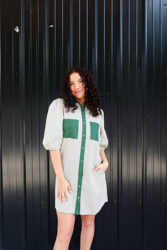 Gia Green Striped Dress