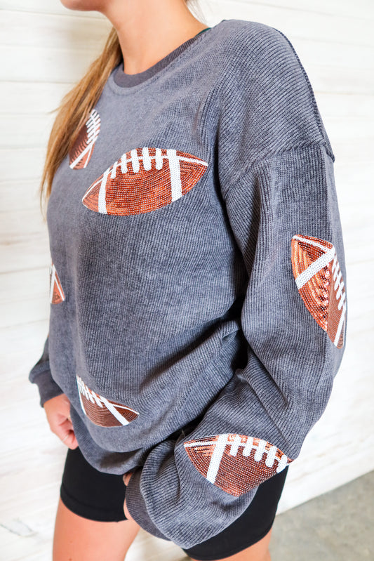 Game Day Sequin Football Sweatshirt