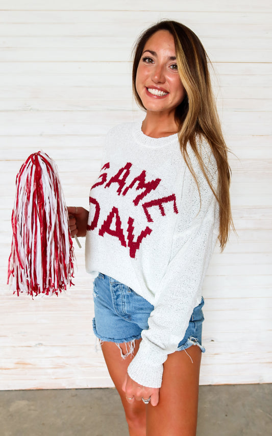 Game Day Crew Neck Sweater - Red