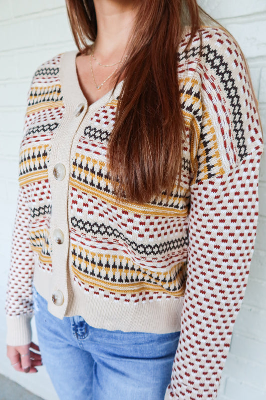 Grace Khaki Buttoned Cropped Cardigan