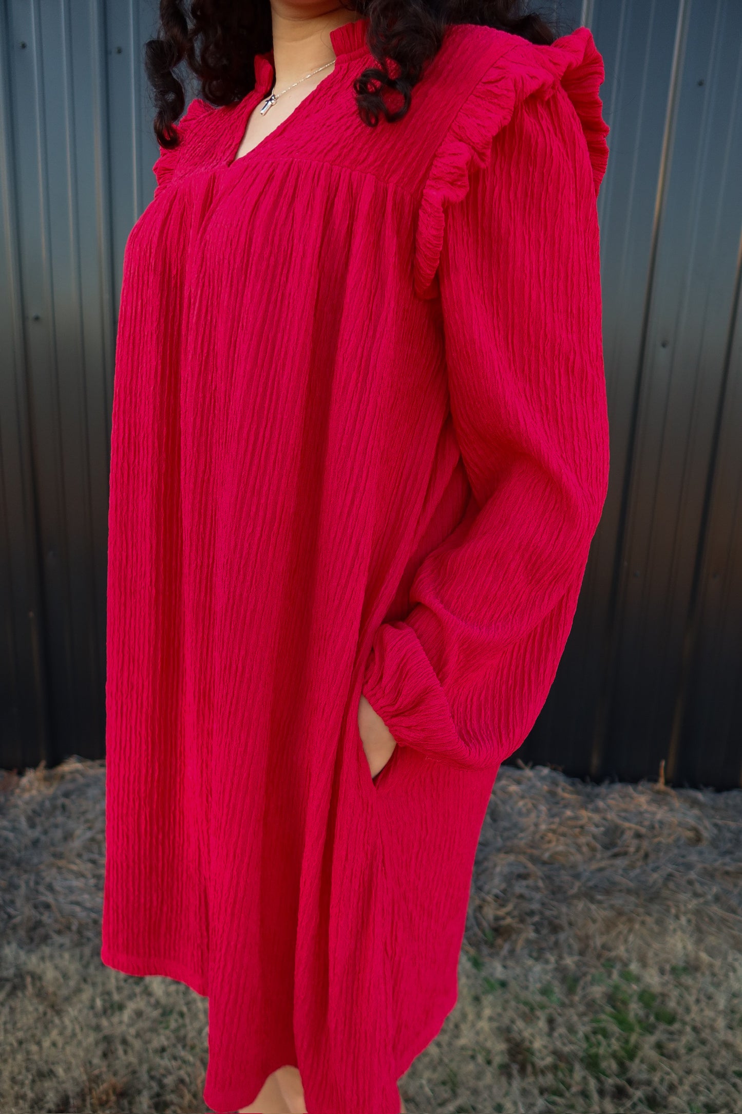 Rose Red Ruffled Dress