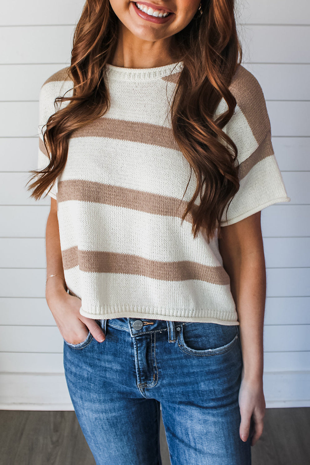 Kate Khaki Stripe Top